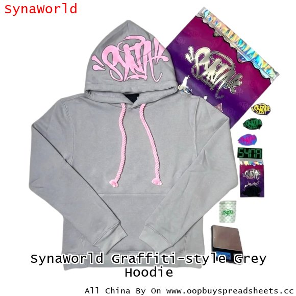 SynaWorld Graffiti-style Grey Hoodie