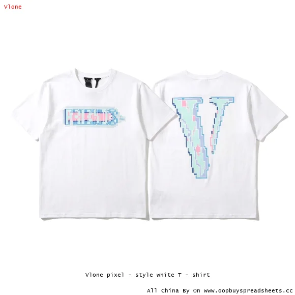 Vlone pixel - style white T - shirt
