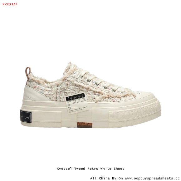 Xvessel Tweed Retro White Shoes