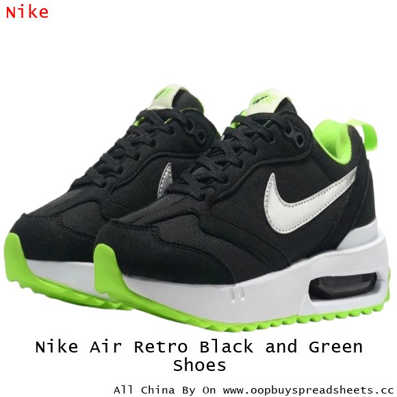 Nike Air Retro Black and Green Shoes