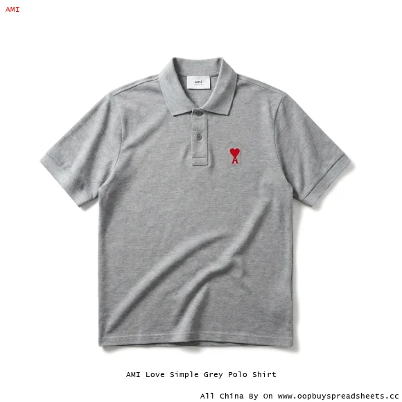 AMI Love Simple Grey Polo Shirt