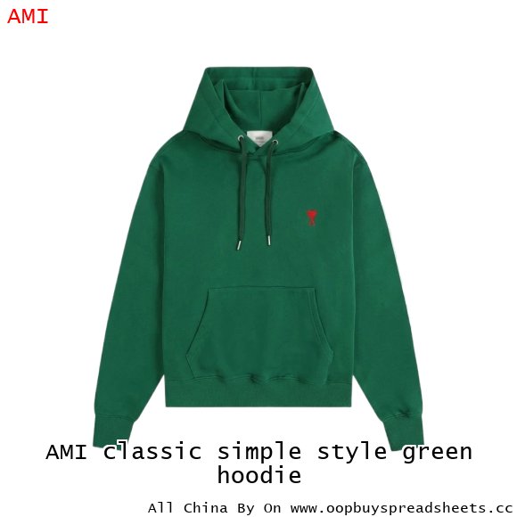 AMI classic simple style green hoodie