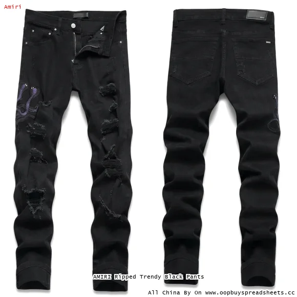 AMIRI Ripped Trendy Black Pants