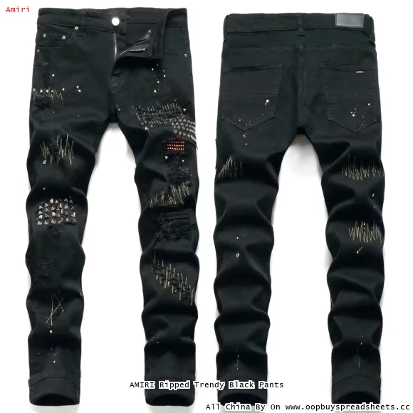 AMIRI Ripped Trendy Black Pants