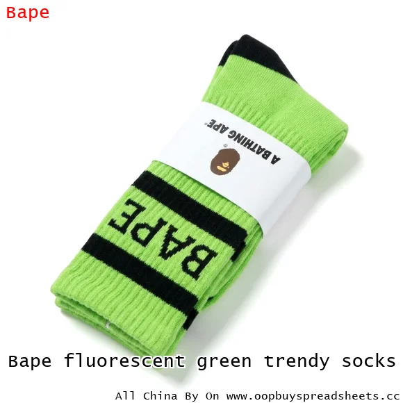 Bape fluorescent green trendy socks