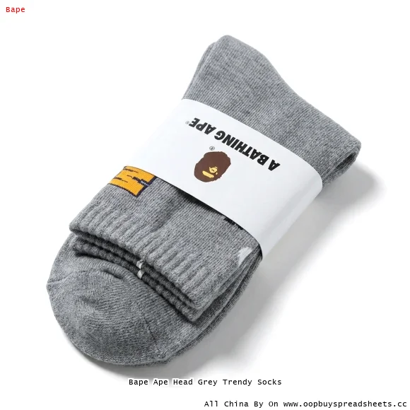 Bape Ape Head Grey Trendy Socks