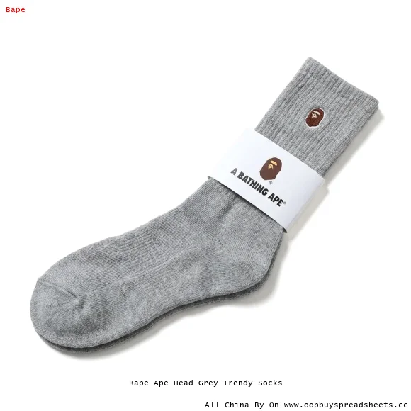 Bape Ape Head Grey Trendy Socks