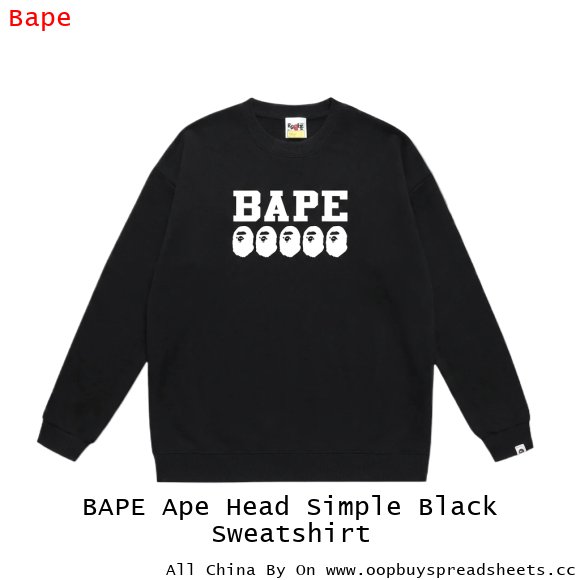 BAPE Ape Head Simple Black Sweatshirt