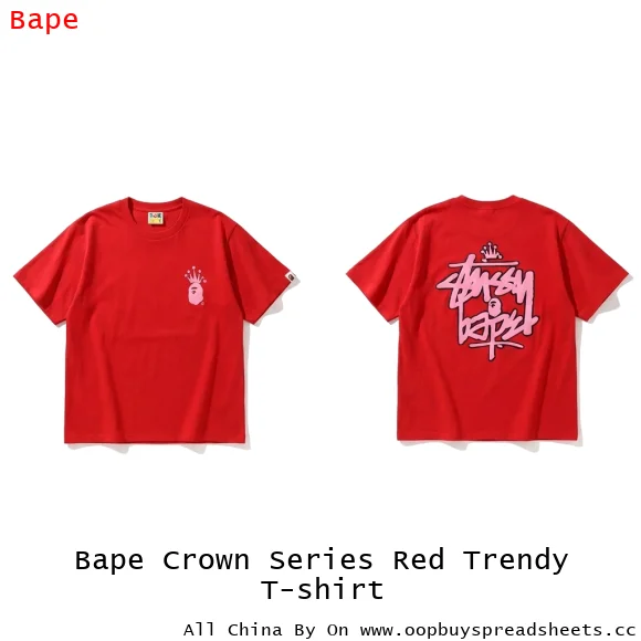 Bape Crown Series Red Trendy T-shirt