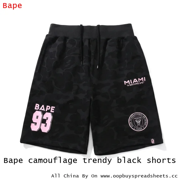 Bape camouflage trendy black shorts