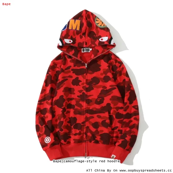 Bape camouflage-style red hoodie