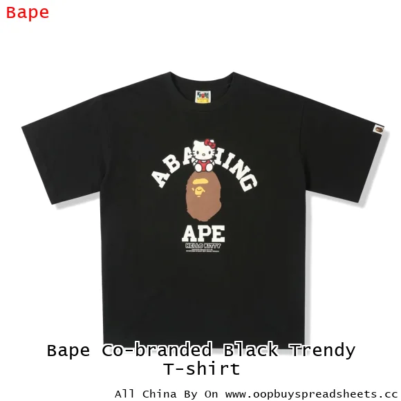 Bape Co-branded Black Trendy T-shirt