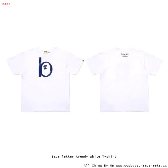 Bape letter trendy white T-shirt