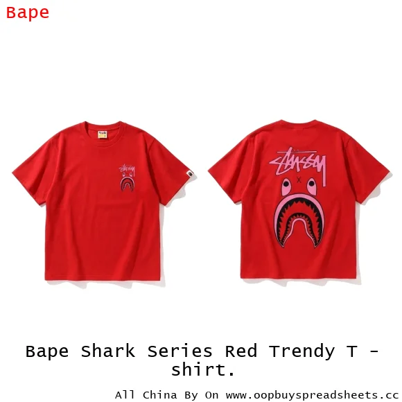 Bape Shark Series Red Trendy T - shirt.