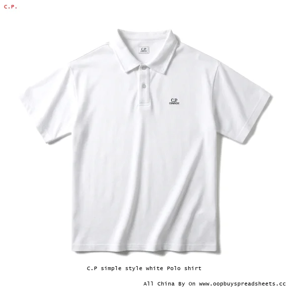 C.P simple style white Polo shirt