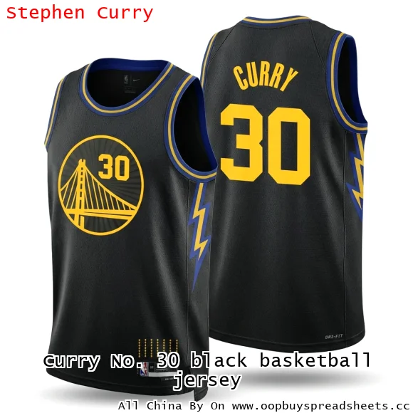 Curry No. 30 black basketball jersey