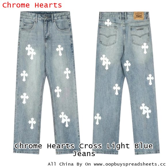 Chrome Hearts Cross Light Blue Jeans