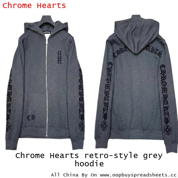 Chrome Hearts retro-style grey hoodie