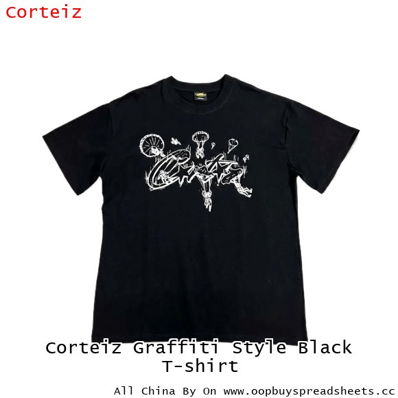 Corteiz Graffiti Style Black T-shirt