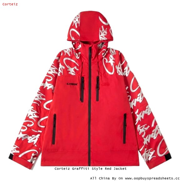 Corteiz Graffiti Style Red Jacket