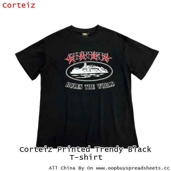 Corteiz Printed Trendy Black T-shirt