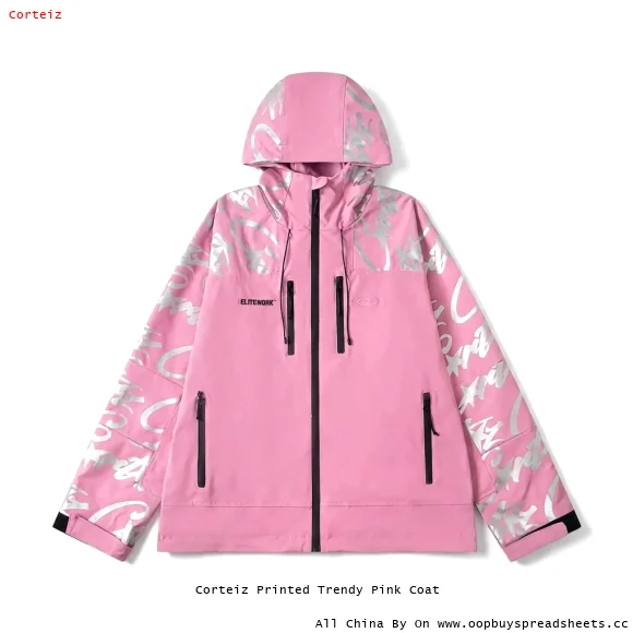 Corteiz Printed Trendy Pink Coat
