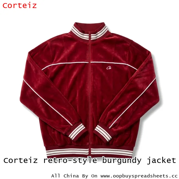 Corteiz retro-style burgundy jacket