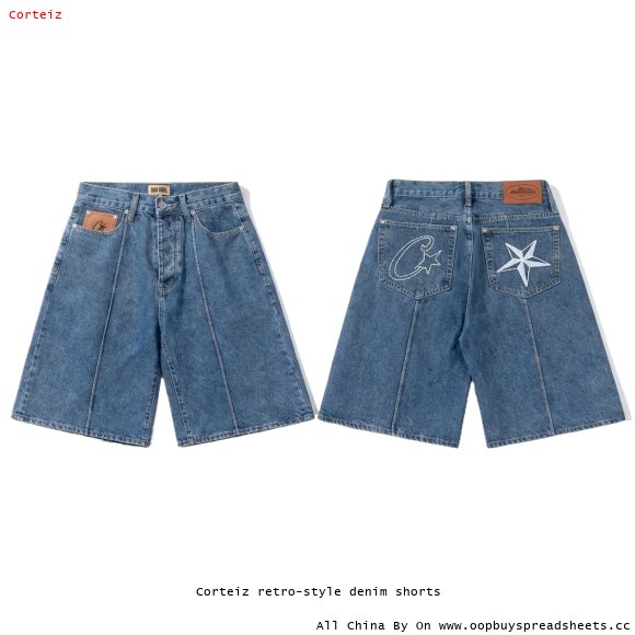 Corteiz retro-style denim shorts