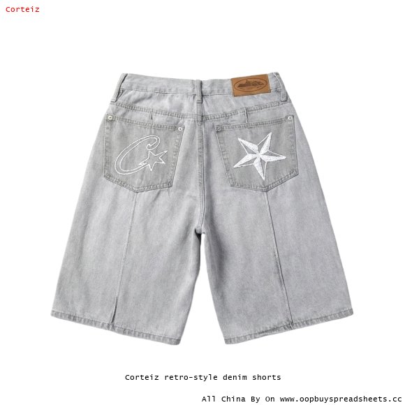 Corteiz retro-style denim shorts
