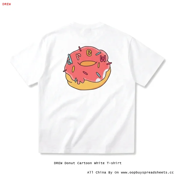 DREW Donut Cartoon White T-shirt