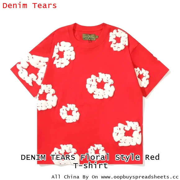 DENIM TEARS Floral Style Red T-shirt