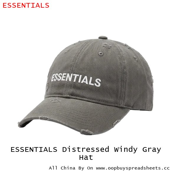 ESSENTIALS Distressed Windy Gray Hat