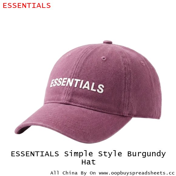 ESSENTIALS Simple Style Burgundy Hat