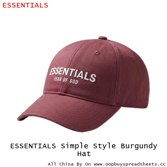 ESSENTIALS Simple Style Burgundy Hat
