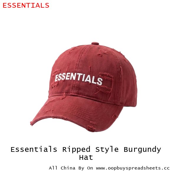 Essentials Ripped Style Burgundy Hat