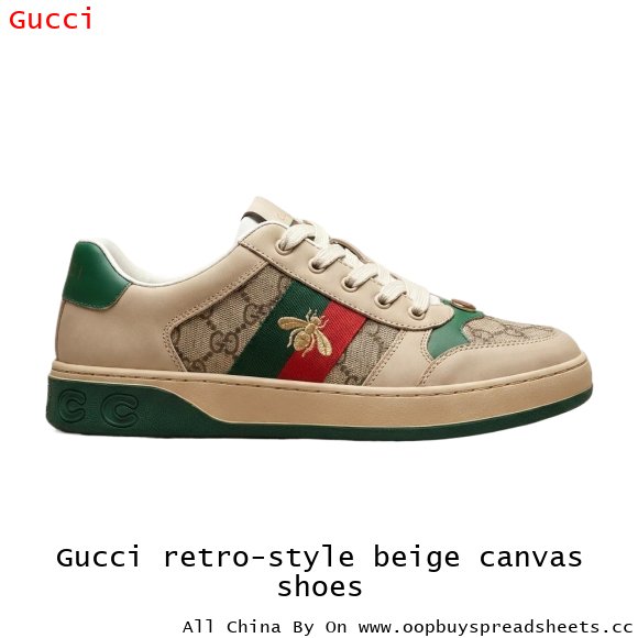 Gucci retro-style beige canvas shoes