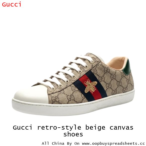 Gucci retro-style beige canvas shoes