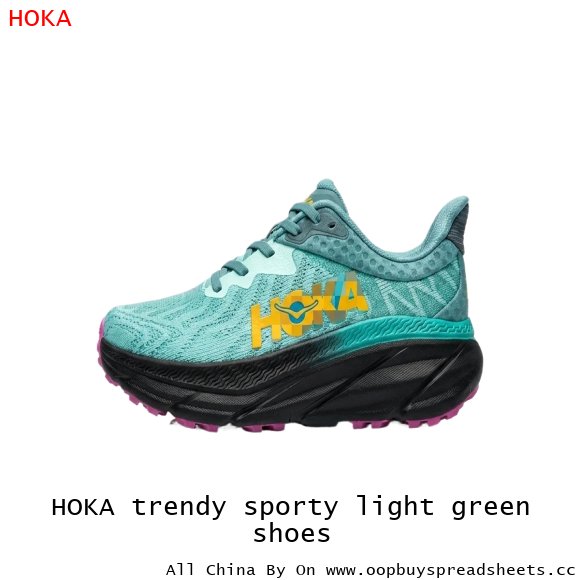 HOKA trendy sporty light green shoes