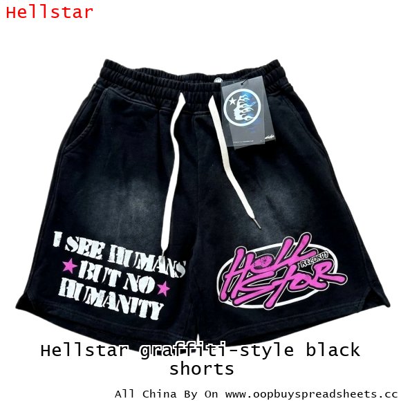 Hellstar graffiti-style black shorts