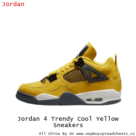 Jordan 4 Trendy Cool Yellow Sneakers