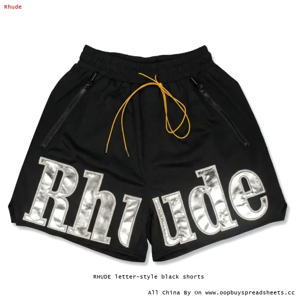 RHUDE letter-style black shorts