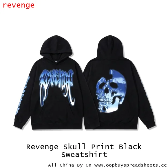 Revenge Skull Print Black Sweatshirt