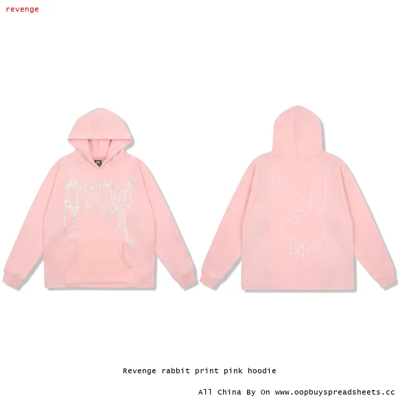 Revenge rabbit print pink hoodie