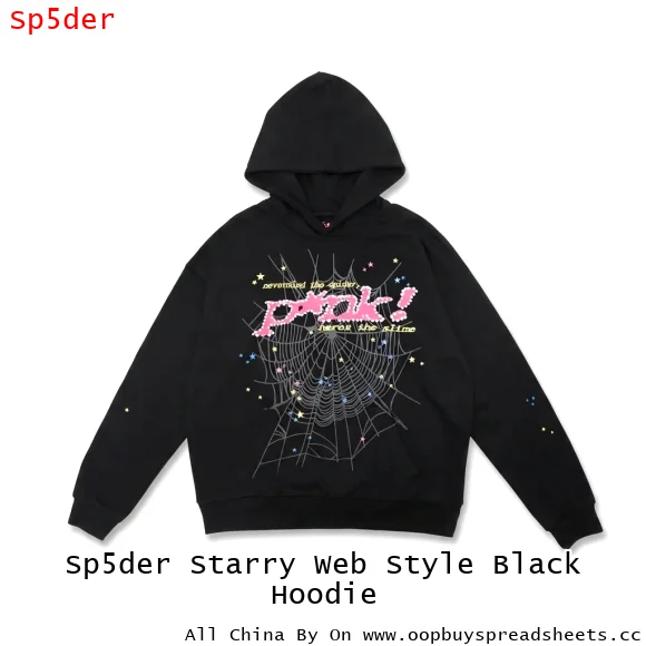 Sp5der Starry Web Style Black Hoodie