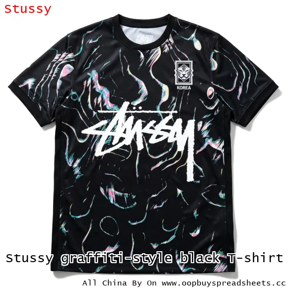 Stussy graffiti-style black T-shirt