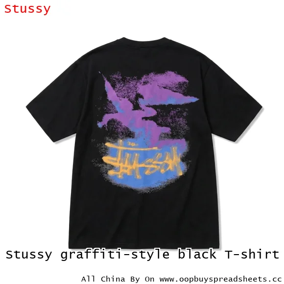 Stussy graffiti-style black T-shirt