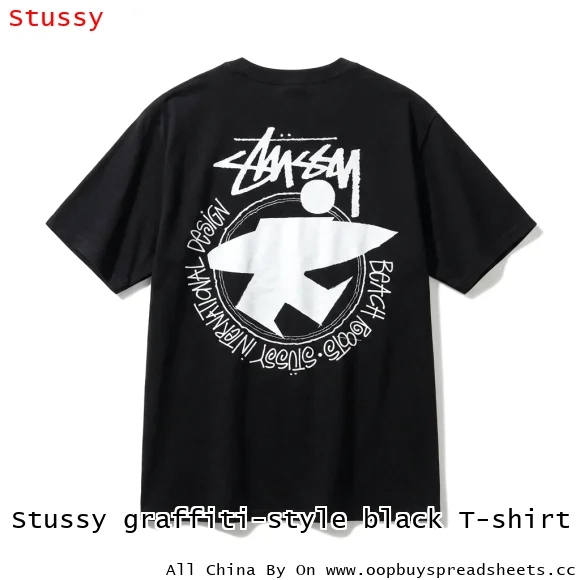 Stussy graffiti-style black T-shirt