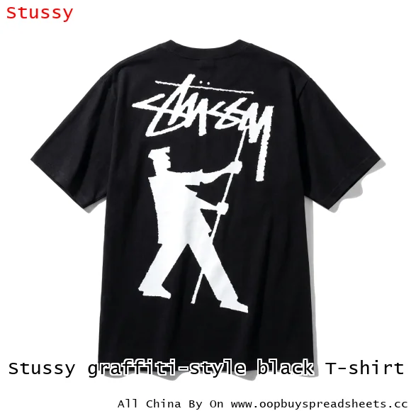 Stussy graffiti-style black T-shirt