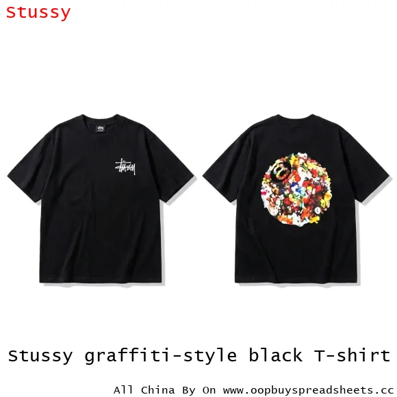 Stussy graffiti-style black T-shirt