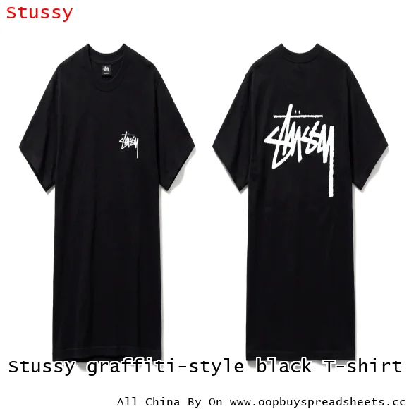 Stussy graffiti-style black T-shirt